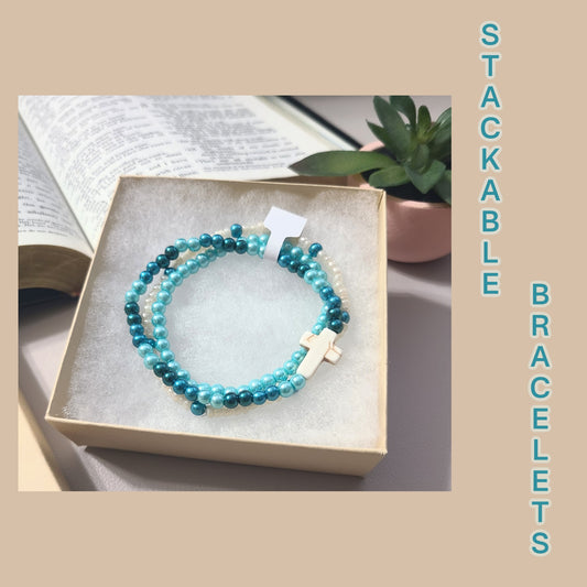 Teal Stackable Bracelets