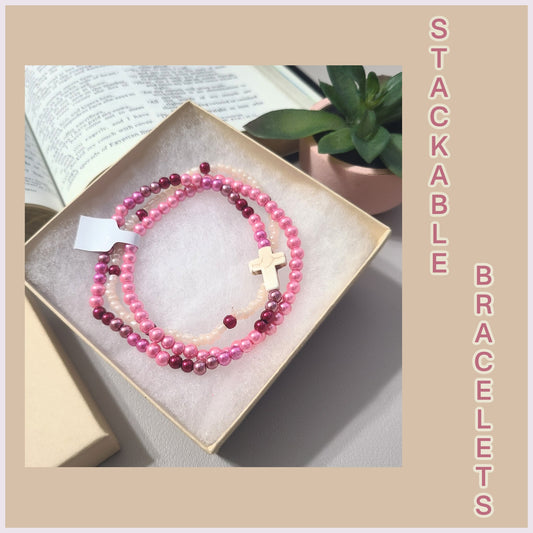Pink Stackable Bracelets