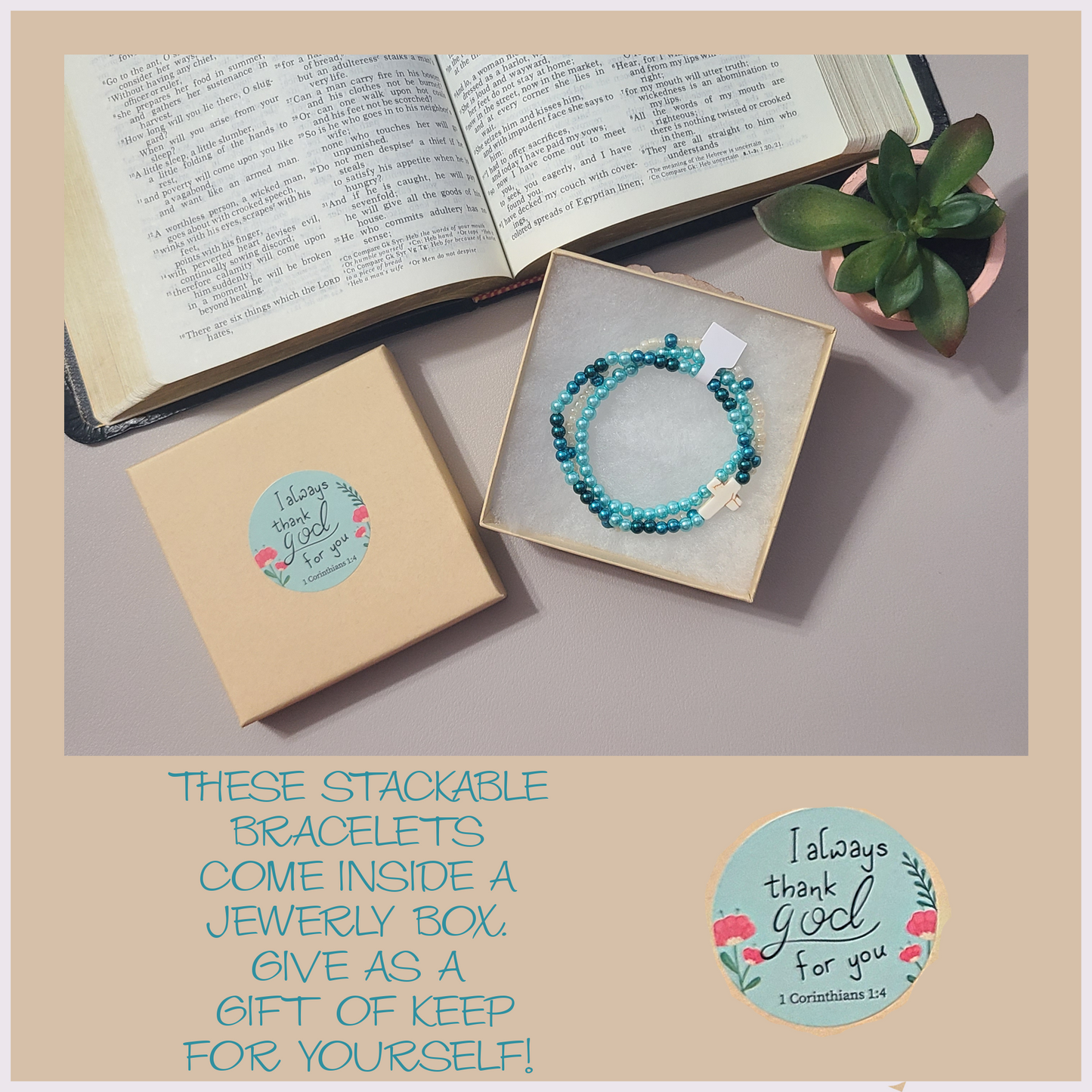 Teal Stackable Bracelets