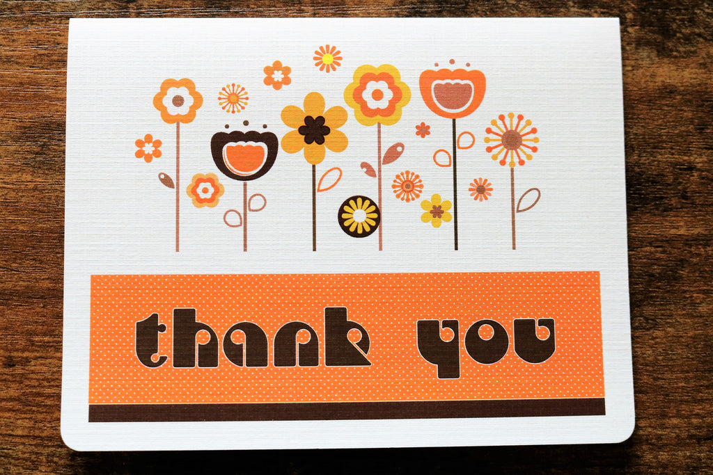 Blocks Of Color Thank You Notes in Orange